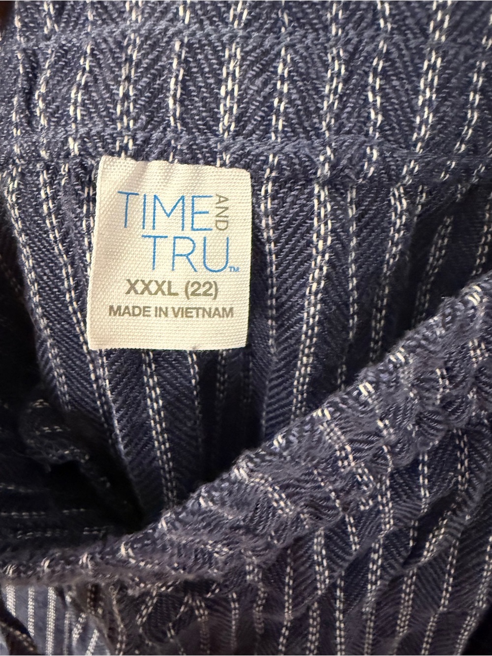 NWT Time and Tru Navy Stripe Linen Blend Wide Leg Pants XXXL 22 - Picture 4 of 5